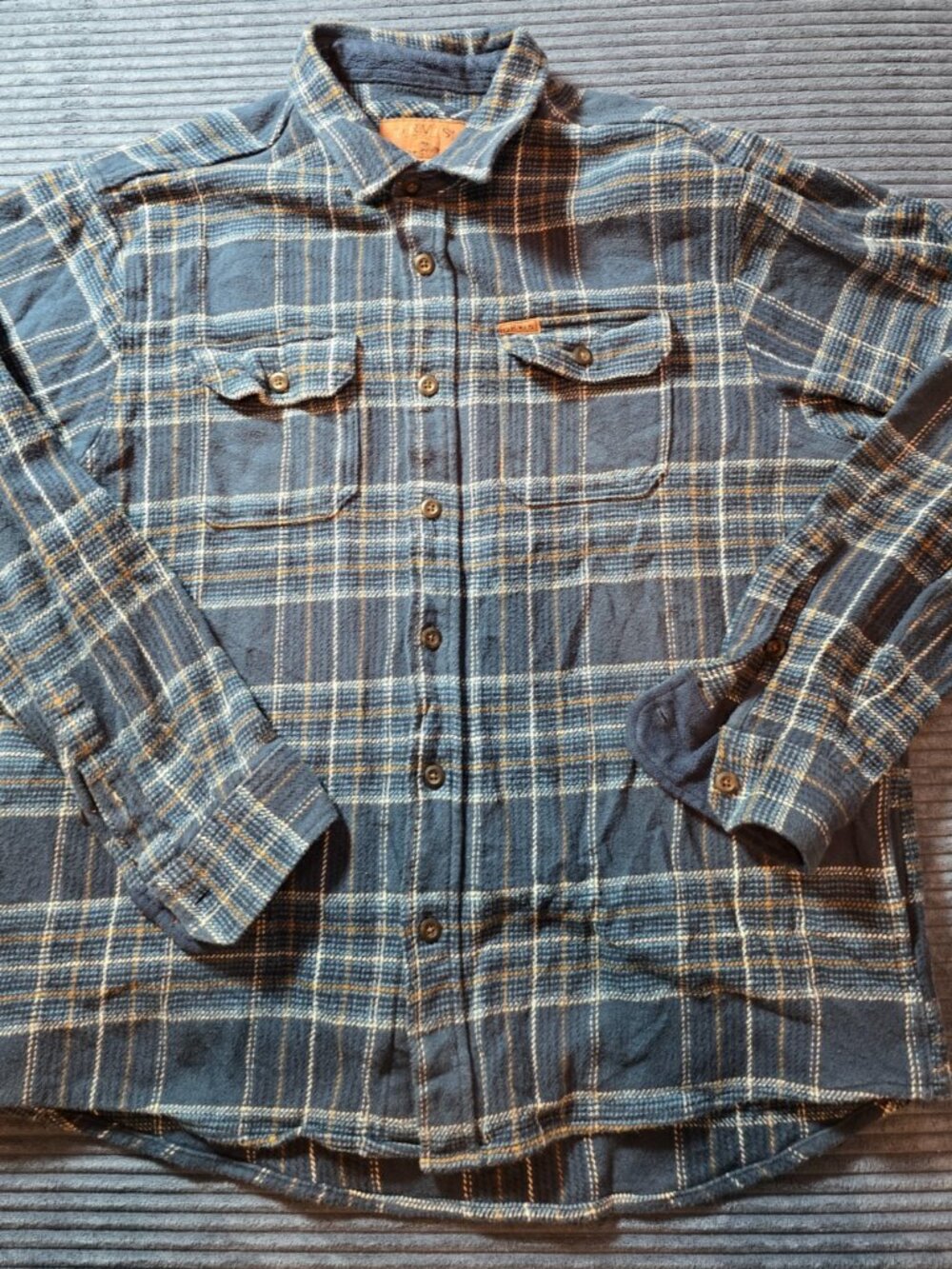 Orvis Men’s XL Flannel Shirt – Classic Country Clothing – Blue Plaid 100% Cotton